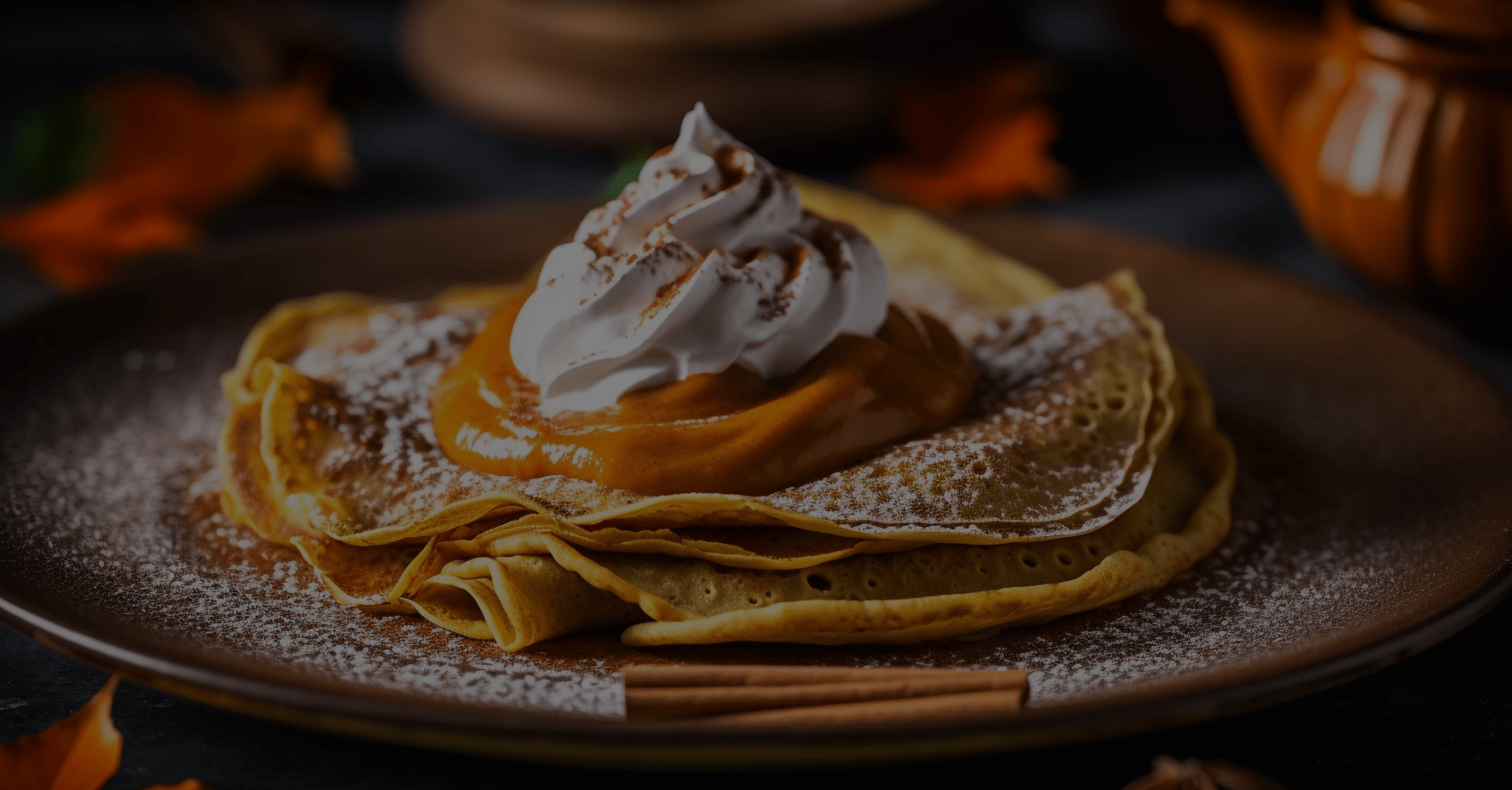 Background image of crepes with cinnamon